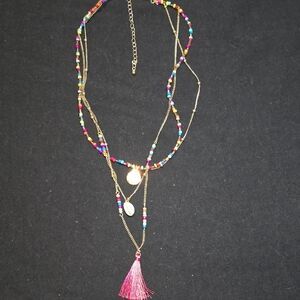 Multicolor Beaded Necklace with Gold Accents